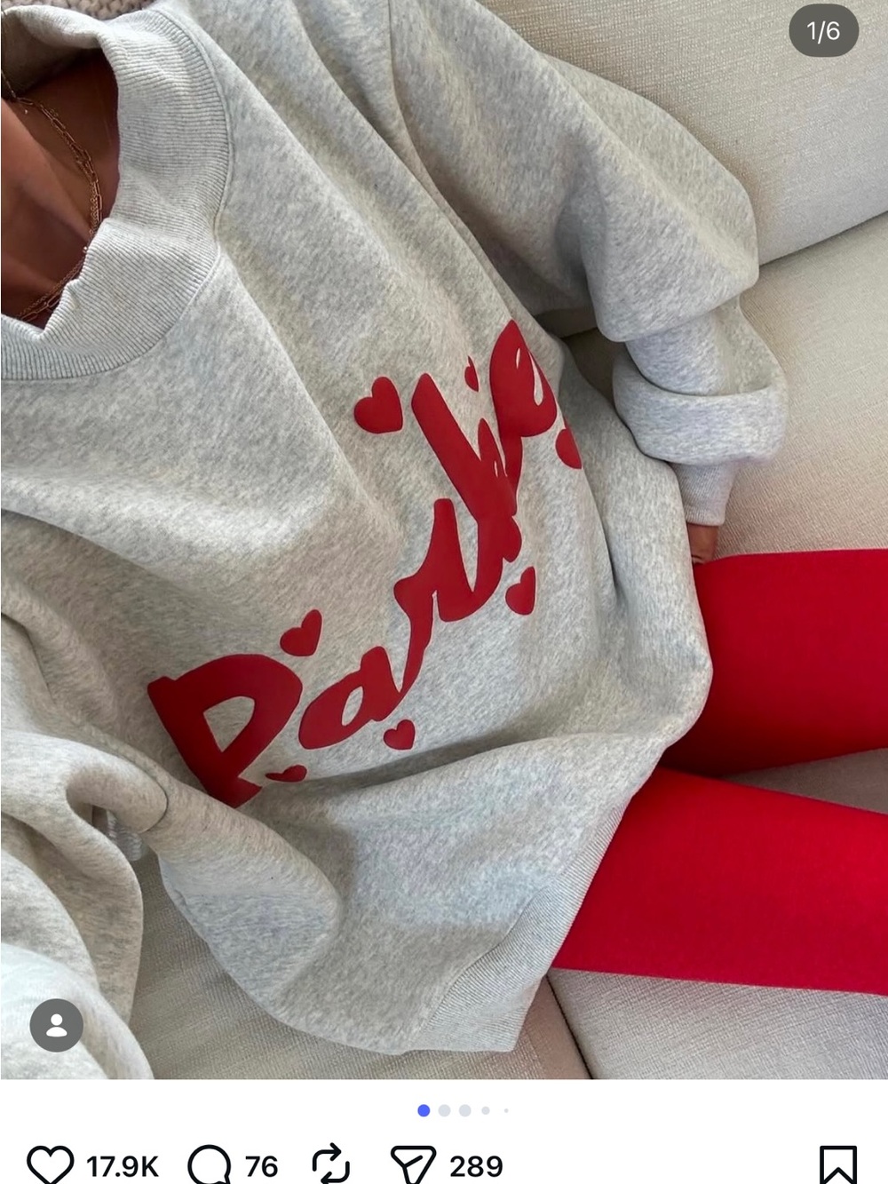 Gray parke Heart Logo Sweatshirt - Gray/Red